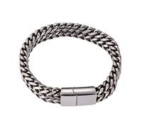 Men's Engraving Stainless Steel Chain Bracelet Wheat Chain Bracelets Stainless Steel Wrist Chain with Magnetic Clasp Men's Gifts, Stainless Steel, Without Zirconia
