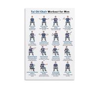 Men's Exercise Wall Art - Tai Chi Chair Workouts Chart Poster for Home Gym, Office or Studio(Framed,16X24inch(40X60cm))