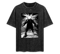 Men's Fashion Antique Wash Shirt The Thing Kurt Russell John Carpenter Movie 80s Unisex Antique Wash T-Shirts Black XL