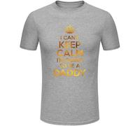 Men's Fashion I Can't Keep Calm I'm Going To Be A Daddy Gold Glitter Print Short Sleeve Funny Gifts for New Dad T-Shirts Grey S