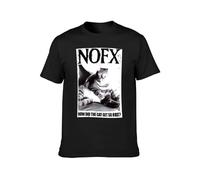 Men's Fashion T Shirts NOFX How Did The Cat Get So Fat Punk Rock Twin Needle Sleeves And Hem Black 3XL