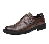 Mens Fashionable Lace Up Oxford Shoes Classic Leather Block Heel Casual Wedding Prom Evening Footwear(Brown,40 EU)