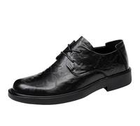 Mens Fashionable Lace Up Oxford Shoes Classic Leather Block Heel Casual Wedding Prom Evening Footwear(Black,38 EU)