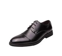 Mens Fashionable Leather Oxford Shoes Lace Up Pointed Toe Non Slip Dress Shoes Casual Office Work Daily Wear Comfortable Footwear(Black,41 EU)