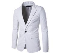 Mens Faux Pelle Sottile Moto Abiti Giacca Blazer in Pelle per gli Uomini Sottile Moto Tuta Giacca da Uomo, bianco, M