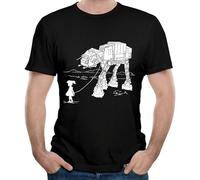 Men's Funny Kid with At At Pet Short Sleeve T Shirt Black L