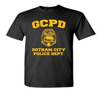 Men's GCPD Gotham City Police Dept Arkham Game Mens Cotton T Shirt T-Shirts Black S