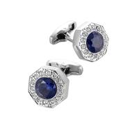 Mens Gemelli e Borchie Set 1Pair di Alta Qualità Blu Cristallo Francese Camicia Gemelli Per Padre Regali Uomo Strass Bottoni Matrimonio Groomsmen Farors Gioielli