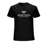 Men's Genki Sudo We Are all Ones Pure Cotton Novelty Crewneck Genki Japan Tees Short Sleeve Clothes Gift Idea T-Shirts Black XL