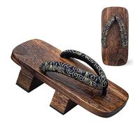 Mens Giapponese in Legno Zoccoli Pantofole,Giappone Tradizionale Scarpe Ampia,Zoccoli Pantofole Giappone Tradizionale Scarpe Geta Ampia Suola Infradito Tacco Alto(Size:28 cm,Color:Oro)