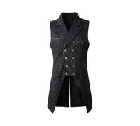 Mens Gothic Steampunk Double Breasted Vest Brocade Waistcoat Tailcoat Vest Vtg Acsergery Gift