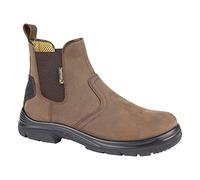 MENS GRAFTERS BROWN LEATHER WIDE FITTING CHELSEA DEALER SAFETY BOOTS M9509B KD-UK 10 (EU 44)