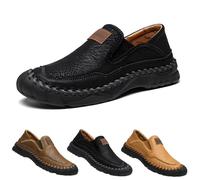 Men's Handmade Leather Orthopedic Outdoor Loafers-Casual Breathable Slip on Business Moccasins, Comfortable Non-Slip Driving Walking Travel Shoes (Black,38)