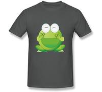 Men's Happy Green Frog T Shirt Fashion Retro Clothing Round Neck Short Sleeves Grey L