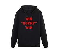 Men's Heavyweight Hooded Rocky Win Long Sleeve Sweatshirts Black XXL