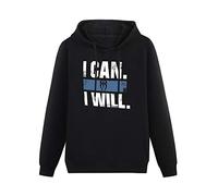Men's Heavyweight Hooded Roman Reigns I Can I Will Long Sleeve Sweatshirts Black S