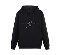 Men's Heavyweight Hooded Vikings Logo Long Sleeve Sweatshirts Black S