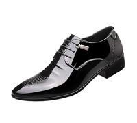 Men's Height Increase Leather Tuxedo Shoes Comfortable Pointed Toe for Wedding Formal French Style(44.5 EU)