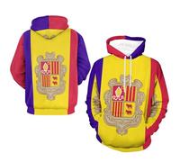 Men's Hoodie Classico Comodo Pullover Andorra Bandiera Nazionale Hoodies Giacca A Maniche Lunghe con Polsini Ideale Weekend Wear Hoodie Men