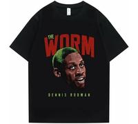 Men's Hot New The Worm Dennis Rodman Graphic Tees Men Women Hip Hop Tshirt Boys Basketball T-Shirt Male Loose T Shirts Man Streetwear Black S