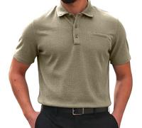 Mens Ice Silk Polo Shirt Breathable Button Down Collar Short Sleeve Casual Solid Top Lightweight Smart Golf Business Summer Daily Wear, 06-Army Green, S