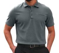 Mens Ice Silk Polo Shirt Breathable Button Down Collar Short Sleeve Casual Solid Top Lightweight Smart Golf Business Summer Daily Wear, 05-Blue, XL