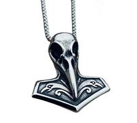 Mens in acciaio inossidabile Norse Vichingo Corvo Uccello Corvo Teschio Ciondolo Collane Catena Hip-Hop Gioielli Accessori