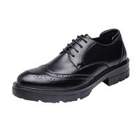 Men's Italian Leather Lace-Up Oxford Shoes Slip-Resistant Block Heel for Wedding Prom Casual Formal(41 EU)