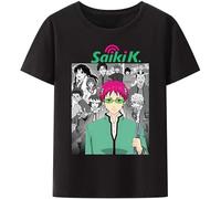 Men's Japan Anime Saiki Kusuo Harajuku Graphic Women Men Leisure Comfortable Tops Modal -4XL Clothing Soft Tees T-Shirts Black L