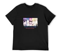 Men's Japanese Anime Yarichin B Club Spring Summer Short Sleeve Men Funny Graphic Harajuku Fashionable Tops Short Sleeves Men T-Shirts Black M