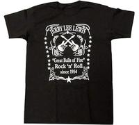 Mens Jerry Lee Lewis Great Balls of Fire Unisex O-Neck 100% Cotton Short-Sleeve T-Shirts Black L