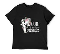 Men's Kawaii Dangerous Karate Taekwondo Ropa Mujer Camisetas Cotton T Shirt Black 3XL