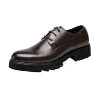 Mens Lace Up Elevator Oxford Dress Shoes Luxury Leather Breathable Non Slip Classic Business Footwear for Prom Wedding Office(Brown,43 EU)