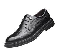 Men's Leather Oxford Shoes Breathable Block Heel Height Increase Tuxedo Formal Classic Comfortable for Wedding Business Casual(Black,39 EU)