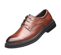 Men's Leather Oxford Shoes Breathable Block Heel Height Increase Tuxedo Formal Classic Comfortable for Wedding Business Casual(Brown,44 EU)