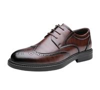 Mens Leather Oxfords Lace Up Platform Shoes Breathable Formal Dress Shoes Classic Business Shoes for Office Work Wedding Daily Wear Comfortable All-Day Footwear(Brown,41 EU)