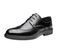 Mens Leather Oxfords Lace Up Platform Shoes Breathable Formal Dress Shoes Classic Business Shoes for Office Work Wedding Daily Wear Comfortable All-Day Footwear(Black,43 EU)