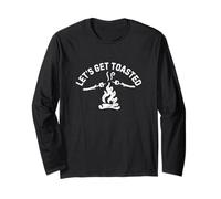 Mens Lets Get Toasted Camping Marshmallow pun Campfire Maglia a Manica