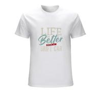 Men's Life Is Better with A Drift Car Cool Retro Design T-Shirts White XXL
