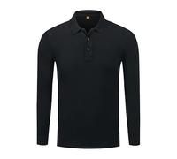 Mens Lightweight Lapel Polo Shirt Black Long Sleeve Top for Golf Workout or Casual Days(Black,3XL)