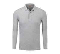 Mens Lightweight Lapel Polo Shirt Black Long Sleeve Top for Golf Workout or Casual Days(Grey,L)