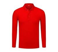 Mens Lightweight Lapel Polo Shirt Black Long Sleeve Top for Golf Workout or Casual Days(Red,3XL)
