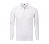 Mens Lightweight Lapel Polo Shirt Black Long Sleeve Top for Golf Workout or Casual Days(White,6XL)