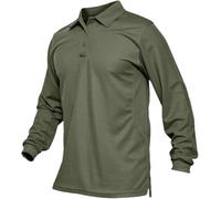 Mens Lightweight Solid Slim Fit Polo Shirt Long Sleeve Breathable Summer Casual Business Top(Dark Green,3XL)