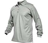 Mens Lightweight Solid Slim Fit Polo Shirt Long Sleeve Breathable Summer Casual Business Top(Grey,M)