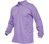 Mens Lightweight Solid Slim Fit Polo Shirt Long Sleeve Breathable Summer Casual Business Top(Light Purple,L)