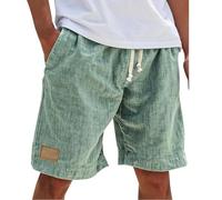 Men's Linen Blend Summer Shorts - Casual Lightweight Summer Shorts with Drawstring, Pockets, And Elastic Waist (04,L)