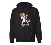 Men's Long Sleeve Too Cute To Be Straight Unicorn Flossing LGBT Pride Hoody Sweatershirt Black L