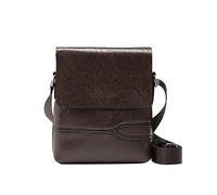 Men's Medium Size Casual Solid Leather Shoulder Handbag, Large Capacity Adjustable Versatile Bag(Brown)