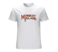 Men's Moda Male Short Sleeve Round Collar Monkey Island T-Shirts White XL